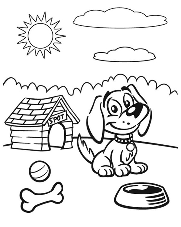 Desenho de Cão casa para Colorir - Colorir.com